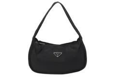 PRADA プラダ ワンショルダーバッグ ブラック ナイロン レザー ハンドバッグ BR0744 トライアングルロゴ  美品 中古 4b005997