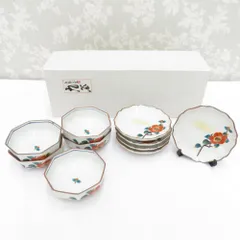 九谷焼 食器 美泉 料理揃 山茶花 皿揃 小鉢 豆鉢 小皿  5客セット　椿柄