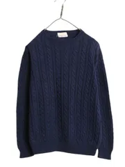 【お得なクーポン配布中!】 70s 80s ブルックスブラザーズ コットン ケーブル ニット セーター レディース L 旧タグ ヴィンテージ クルーネック ミドルゲージ 無地 紺