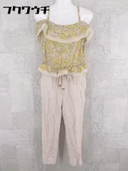 ◇ JILLSTUART ジル スチュアート 花柄 フラワー 切替 ノースリーブ オールインワン M ベージュ マルチ レディース 【1002799836616】のサムネイル