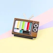 テレビ レトロ ブローチ ブラック レディース おしゃれ ブラウン管 昭和 黒 アンティーク かっこいい かわいい 上品 綺麗 画面 砂嵐 虹