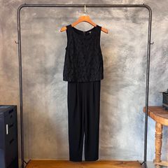 UNIQLO 花柄レースオールインワン　ユニクロ　ブラック　Sサイズ