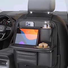 「新春 SALE・送料無料」 シートバックポケット 車 収納 テーブル 後部座席 折り畳み 防水防汚 カー用品 大容量 多機能収納バッグ 簡単設置 レザー素材 多収納ポケッ 車用品 食事 ゴミ箱 ベビー用品