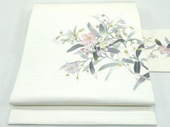 名古屋帯 八寸 紗 手描き 草花 夏帯 25M134n - メルカリ