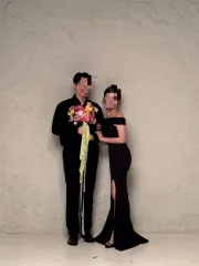 ウェディング撮影用ドレス ブラック オフショルダー マーメイド