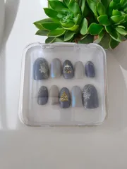 ブルー系 クリスマスネイルチップ 10個セット