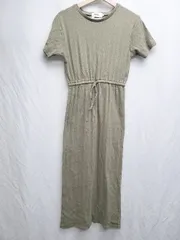 ◇ ⊂ AZUL BY MOUSSY アズール バイマウジー 半袖 膝下丈 ワンピース サイズS グリーン系 レディース P  【1409090005602】