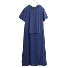 【美品】アズノゥアズドゥバズ★ドッキングワンピース サイズ＊ ネイビー系 サイドプリーツ 無地 z12372