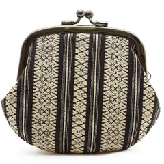 [小紋工房] [キステ] 財布 ケース がま口 ちりめん 和柄 小物 3.2寸 小銭入れ 日本製 (博多文 黒) [【No.2】博多文/黒 (2378)]