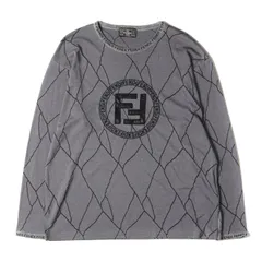 FENDI フェンディ Tシャツ FFロゴ デザイン 総柄 ロングスリーブ カットソー JEANS サマーセーター グレー イタリア製 トップス 長袖【メンズ】のサムネイル