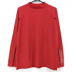 【美品】ルコックゴルフ 長袖ハイネックシャツ レッド×黒 袖ロゴ メンズ LL ゴルフウェア le coq sportif