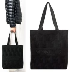 1 MONCLER モンクレール 5D00009 M3706 KNIT TOTE ブラック トートバッグ