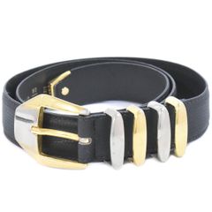 本物 ジャンニ ヴェルサーチ GIANNI VERSACE レザー ベルト 240 80/32 ブラック GP ゴールドメッキ シルバー金具 レディース 服飾小物 中古 本物 ジャンニ ヴェルサーチ GIANNI VERSACE レザー ベルト 240 80/32