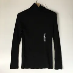 タグ付き ユニクロ エクストラファインメリノリブタートルネックセーター レディース XL ブラック 2751202510080022