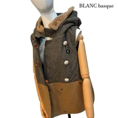 ブランバスク　BLANC basque 　ウール切替 　フードベスト サイズ：38 　M 　ファーベスト　ジレ