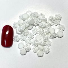 ネイルパーツ 白バラ２０個セット 約6ミリ プラパーツ 薔薇 お花