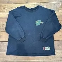 80S VINTAGE OLD STUSSY / オールドステューシー 両面プリント 中折れクラウン スウェット 黒タグ フリーサイズ USED