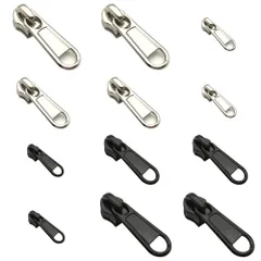 【新着商品】取り外し可能で再利用可能なジッパー交換スライダー 耐久性のあるジッパーヘッド 取換 引っ張りスライダー 金属製 3サイズ 12個セット スライダー 修理 ファスナー ファスナー 引き手 SANJAOYEE