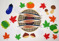 ★壁面飾り 標準サイズ （横80cm※サイズ変更可能）「秋刀魚の塩焼きと秋の幸！」９月 10月 11月 秋 高齢者 病院 施設 知育 壁面装飾 型紙 製作★