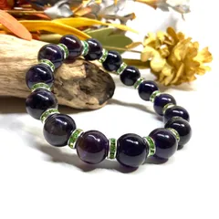 アメジスト パワーストーン ブレスレット 12mm 天然石ブレス （グリーン）メンズ・レディース　男性・女性　数珠ブレス　開運 [24]