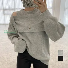 ニットトップス オフショルダー セーター ant4y153523