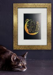Japanese Luster 箔01【インチ額】／猫　ねこ　特殊印刷　特殊紙　額装付き　グラフィックアート　インテリア