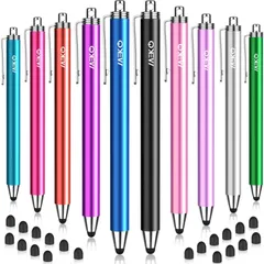 新品 MEKO 10本セットタッチペン ペン先交換可能 6mmスタイラスペン ススマートフォン タブレット スタイラスペン iPad iPhone Android 静電容量性 ゴムペン先 10本セット+20個交換ペン先