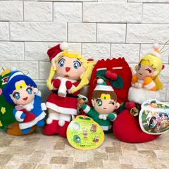 【4体セット】美少女戦士セーラームーン ぬいぐるみ  クリスマス 非売品 バンプレスト とるとるキャッチャー セーラームーン セーラーマーキュリー  セーラージュピター  セーラーヴィーナス 希少 レア レトロ 平成 当時もの