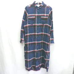 ◇ RNA アールエヌエー チェック柄 長袖 ロング丈 ワンピース サイズM ネイビー レディース E  【1406050057817】
