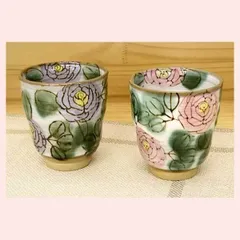 ばら　湯呑（１種選択／２種類）　26134,26135　※陶器,瀬戸物,贈り物,個性的,ギフト,プレゼント,シリーズ,高級感,高品質,日本製,レトロモダン,かわいい,可愛い,和食器,ローズ,薔薇,エレガント,フラワー,花柄,手描き,絵柄,伝統,湯飲み