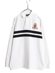 【お得なクーポン配布中!】 00s ポロ ラルフローレン ボーダー 長袖 ラガーシャツ メンズ L 古着 00年代 オールド ラグビー 長袖シャツ ヘビーウェイト 2トーン 白 黒