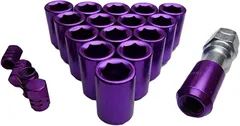 エスティーエスミチコ 互換品ホイールナットを内六角にドレスアップ エアバルブキャップセット 盗難防止 49 P1.25 紫 4穴用16個(49 P1.25 紫 4穴用16個)