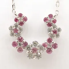 ダイヤモンド ネックレス 10k ペンダント レディース フラワー ピンクサファイア 馬蹄 ホースシュー ゴージャス ゴールド k10 10金 30日以内に発送