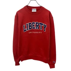 Champion プリントスウェット トレーナー S レッド チャンピオン プルオーバー カレッジロゴ スポーティー 古着卸 アメリカ仕入 a708-6204