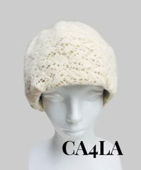 日本製 CA4LA カシラ 帽子 編める透かし模様 毛混素材 AOK00992