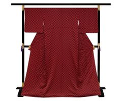 市松模様　赤　正絹　新品未使用　着物　きもの 絹