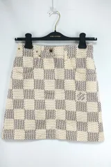 LOUISVUITTON ルイヴィトン ダミエアズール デニム Aライン スカート アイボリー 34サイズ レザーパッチ RW221W KE3FMSK20