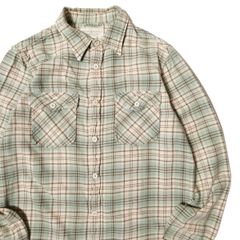 ラルフローレン デニム&サプライ チェック コットン ヘビーネルシャツ 長袖 (M) 生成り×アクア系 フランネルシャツ DENIM&SUPPLY アメリカ古着 USED ビンテージ ヴィンテージ
