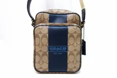 【220538】COACH コーチ  シグネチャー　ヘリテージ　PVC　クロスボディ　ショルダーバッグ F70078 ベージュ/ネイビー