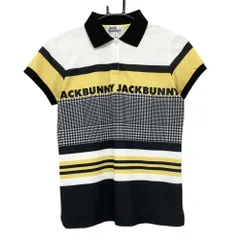 ★特価★ジャックバニー 半袖ポロシャツ 白×イエロー ロゴプリント レディース 1(M) ゴルフウェア Jack Bunny