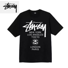 [本日特価] STUSSYステューシー ワールドツアー TEE Tシャツ 半袖 ブラック 男女兼用
