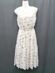 ◇ ⊂ ROPE PICNIC 総柄 ノースリーブ 膝下丈 ワンピース サイズ38 ベージュ ホワイ ブラック系 レディース P  【1409250042874】