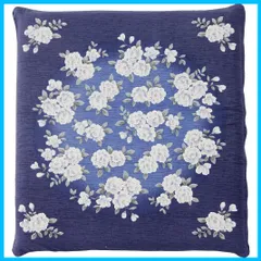 【数量限定】Night) 座布団カバー 「丸牡丹」 ネイビー 銘仙判 約55×59cm ファスナー式 メリーナイト(Merry 綿100% 裏表同じ柄 和室 和テイスト 洗える オールシーズン Z104-72