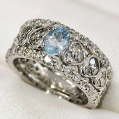 パライバトルマリン.ネオンカラー0.18ct /ダイヤモンドK14WGリング 