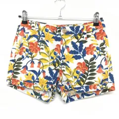 ★値下げ★【美品】マスターバニー ショートパンツ 白×レッド×イエロー 花柄 麻混 レディース 0(S) ゴルフウェア MASTER BUNNY EDITION