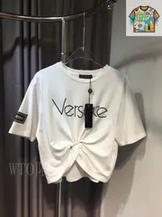【今日WTO】VERSACE ヴェルサーチ ロゴピン結び飾り入り カジュアル半袖露腰 T シャツ-IG24