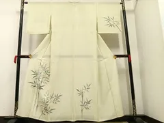 平和屋着物＊夏物　訪問着　絽　手描き　中国三大刺繍　スワトウ刺繍　汕頭刺繍　笹文　金銀彩　正絹　逸品　AAAV7758ph