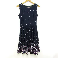 タルボット ノースリーブワンピース クルーネック 花柄 ドレス トップス レディース 4サイズ ネイビー Talbots 【中古】