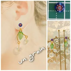 No.g2＊《ガラスボールのサクランボ＊ノンホールピアス両側セット》ミルフィオリ　ガラスビーズ　シャボン玉　ノンホールピアス