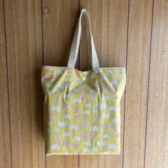 トートバッグ　ショッピングバッグ　猫フェイス柄